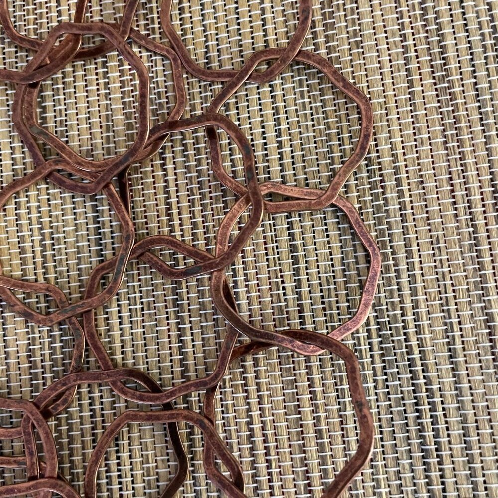 Copper Linked Necklace Geometric Statement Collar - image 5